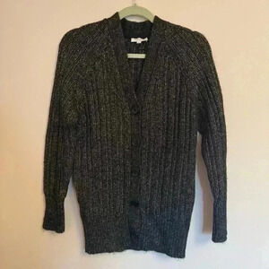 2/40 Equipment Femme Black and Gold Wool and Alpaca Blend Cardigan - Women’s XS